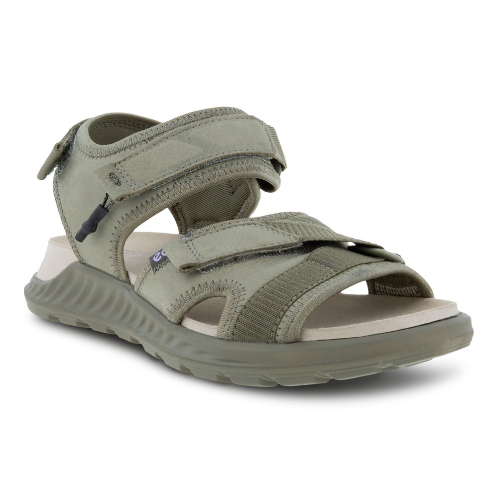 Womens Sandals - ECCO Exowrap 3S Velcro - Olive - 8492UJYTW